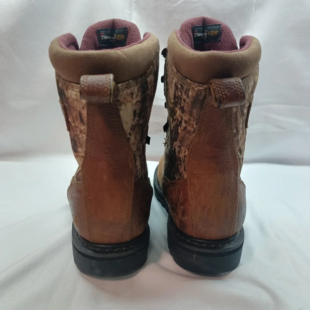 Cabelas Mens Gore-Tex Thinsulate Ultra Camo Leather Hunting Boots Brown 5M